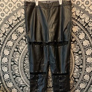 PrettyLittleThing Women laced up pleather pants